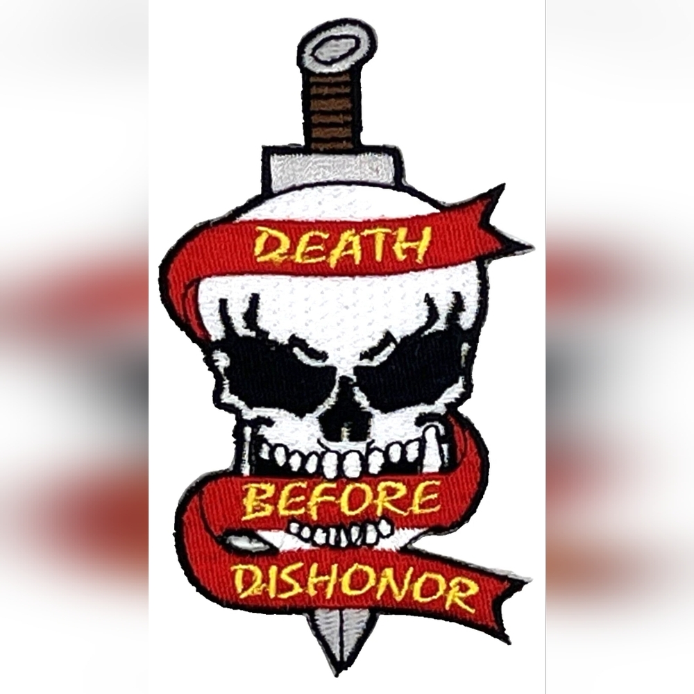 Deathe Before Dishonor Skull Patch with Red Banner